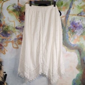 Chico's Cream Asymmetrical Midi Skirt for Cocktail